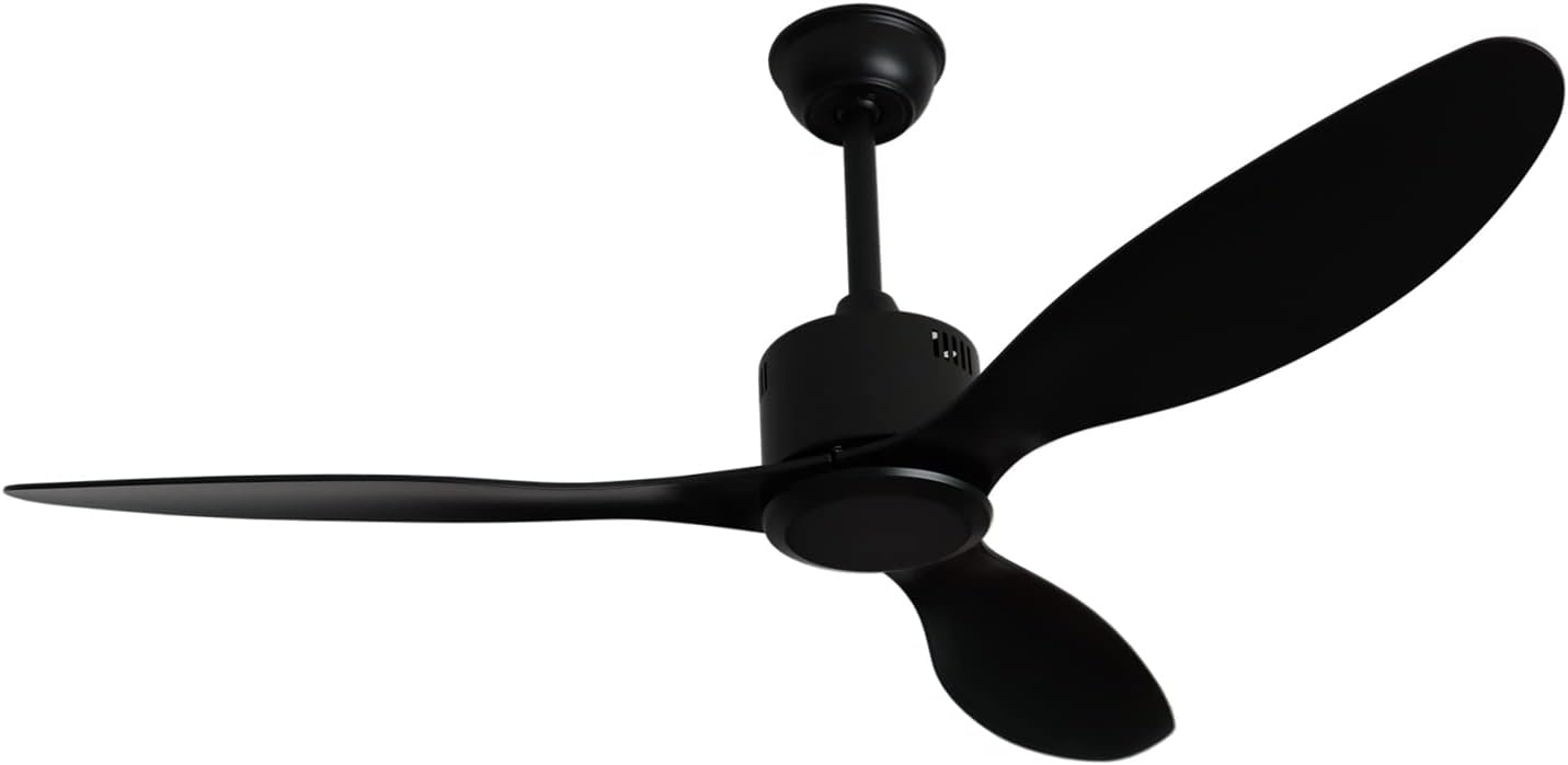 Ceiling Fan without Light Remote Control, 3 Brown Blades, Ultra Quiet DC Motor, Modern Stylish for Bedroom/Living Room/Office, 52 inch
