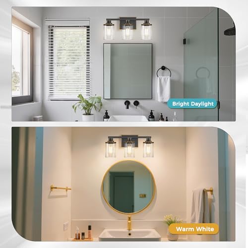 Image of DORESshop Bathroom Vanity Light Fixture Over Mirror Black with Gold Trim