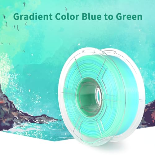 Image of IEMAI Translucent PETG Filament 1.75mm 1kg, Dual Color Gradient Blue to Green 3D Printer Filament Up to 600mm /s Rapid Printing for Lampshades Artwork & Home Decor