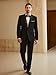 WULFUL Men's 2 Piece Slim Fit Suit Set One Button Blazer Jacket Pants Tuxedo Set for Prom, Wedding and Business Black