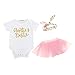 RainbowBaby Baby Girl Baby Girl Romper 3Pcs Headband Tutu Skirt Newborn Girl Summer Outfit Clothes Set with Auntie's Bestie 70