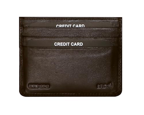 Image of MM Designs | Slim Leather Credit Card Holder for Men and Women | Genuine Leather RFID Blocking | Minimalist Wallet with 6 Card Slots (Dark Espresso)