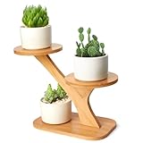 XXXFLOWER Wood Plant Stand for Indoor,Small Desktop Plant Stand,3 Tier Succulent Windowsill Shelf Holders for Balcony Home Office Garden Patio Gift(Pots NOT Included)