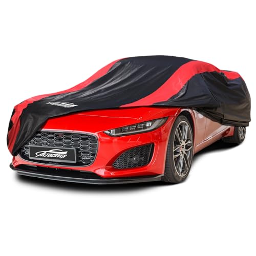 Image of Car Cover Custom Fit for Jaguar F-Type 2014-2024 | Red Strip Design, Cotton Liner for Paint Protection, Sun Rain Snow UV Proof, Door Zipper, Windproof Buckle, Storage Bag