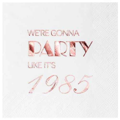 Crisky 40th Birthday Cocktail Napkins Rose Gold for Women 40th Birthday Party Decorations for Cake Dessert Berverage Table, 40th Birthday Party Supplies,50 Pcs Disposable Napkins, 3-Ply