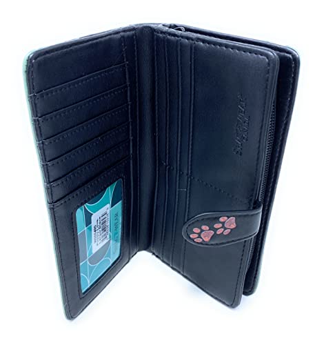 Shag Wear Puppy Love Large Dog Wallet for Women and Teen Girls Vegan Faux Leather Black 7" 5