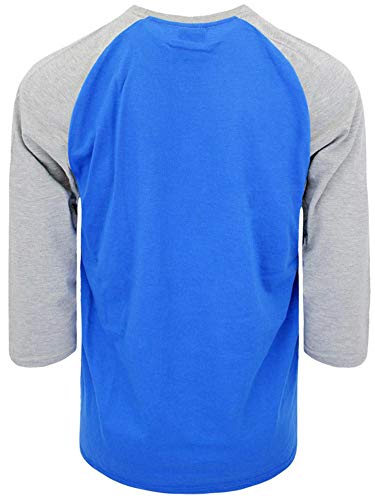 Victorious Men's Baseball Raglan Tee Shirt 3/4 Sleeves Jersey Ts900 - Royal Blue/Gray - Small #TOP1
