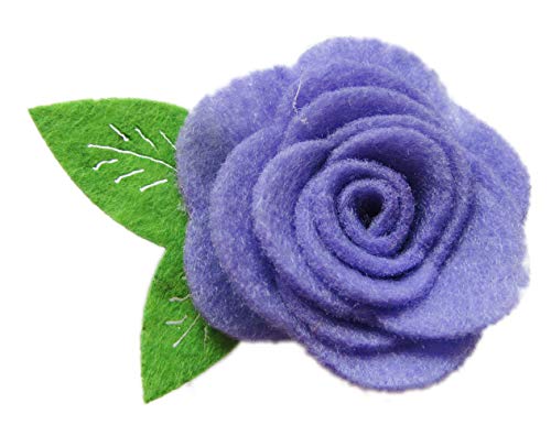 Image of YYCRAFT 20 Pcs 2 inch Felt Rosette with Leaf,Felt Rose Flowers Applique for DIY Headband Hair Accessory Craft(Lavender)