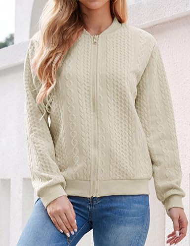 Image of Larmliss Women's Zip Up Cardigan Sweater Hoodies Long Sleeve Jacket Crewneck Casual Outerwear Spring Fall Trendy Coat Outfits