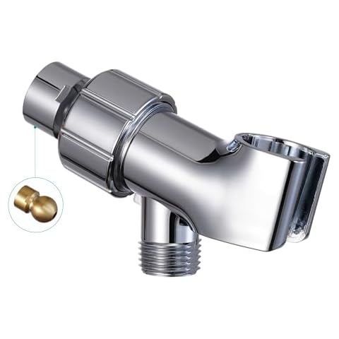 GwernKB Handheld Shower Head Holder with Adjustable Brass Swivel Ball for Connecting Shower Arm and Shower Hose,Universal 1/2 Inch IPS Female Inlet and Male Outlet, Chrome Finish Cover
