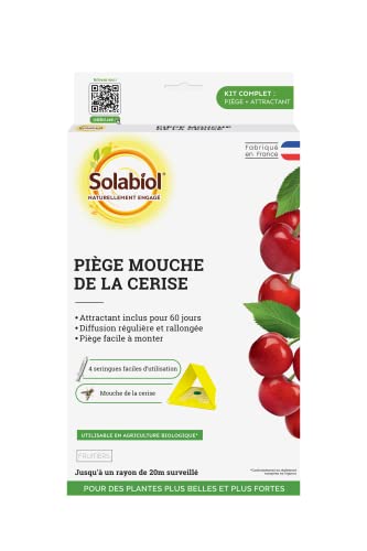 SOLABIOL Anti Mouche Cerisier | Piège à Phéromone | Lutte Contre la Mouche de la Cerise | 1 Piège + 2 Seringues | Utilisable en Agriculture Biologique | Fabriqué en France | SOPICERISE