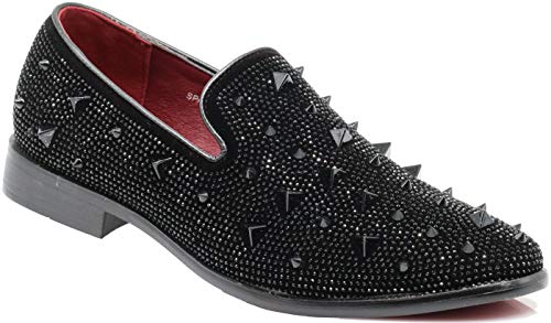 Enzo Romeo SPK24 Men Vintage Spikes Sparkle Formal Tuxedo Stage Fashion Slip On