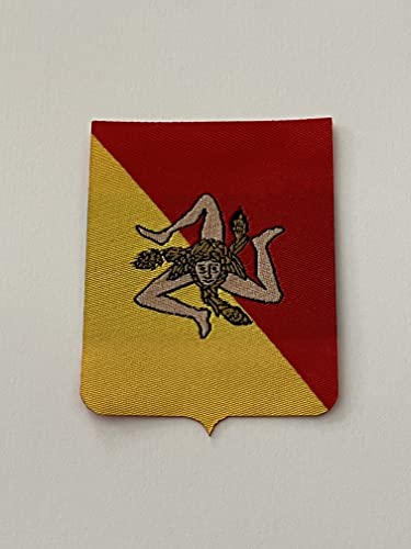 Patch microricamo HD Patch - Patch Microricamato HD/Jacquard Patch (alta definizione) Trinacria termoadesivo, microfilo, dimensioni: 6,5 cm di altezza x 5 cm di larghezza - Made in Italy