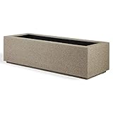 PolyStone Riviera Short Modern Outdoor/Indoor Rectangular Planter, 46' L x 17' W x 12' H, Lightweight, Heavy Duty, Weather Resistant, Polymer Finish, Commercial Grade and Residential (Sandstone)…
