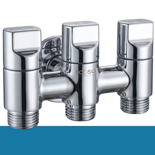 Image of Tapsa Three Way Angle Cock Silver|3 in 1 Angle Cock|Angle Valve (Pack of 1) for Bathroom /Wash Basin & Toilet Taps (for Health Faucet & Flush) with Wall Flange Angle Valve Faucet