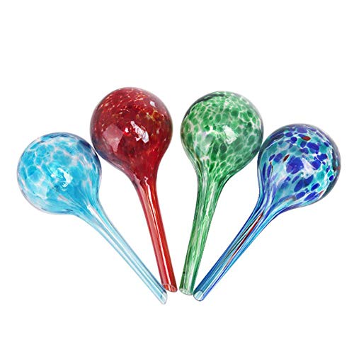runnerequipment 4 Pieces Set 615CM Plant Watering Globe Mini Decorative Color Glass Watering Ball Automatic Plant Bulb