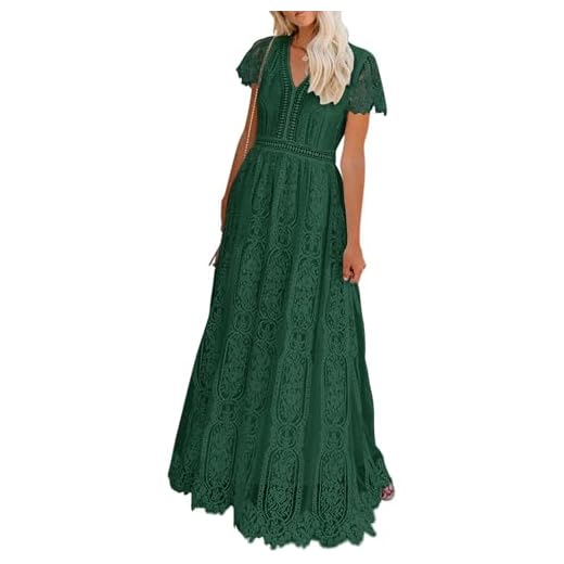 Floral Lace Short Sleeve Maxi Dress