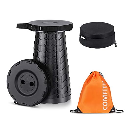 ComfiTime Folding Stool -2nd Gen Portable Foldable Stool for Indoor (Kitchen/Bathroom) and Outdoor (Camping/Fishing/Hiking/Travel/Garden) Use, Retractable/Collapsible Plastic Stool for Adults or Kids