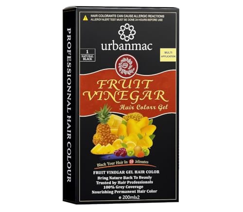 Image of Fruit Vinegar Gel Hair Color Natural Hair Color Dye for Black Hair Dye (BLACK, 200ml X 2)