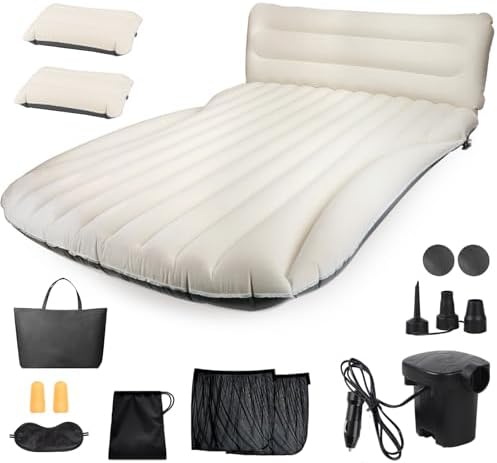 Matelas Gonflable Pour Voiture SUV 2 Personnes Lit Pour Voyage Tapis De Couchage Avec Pompe à Pied 183 X 13 X 7 Cm