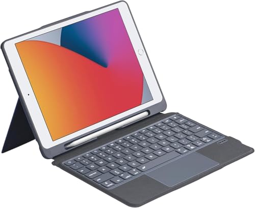 QUARK (�N�H�[�N) iPad ��9����p�P�[�X �L�[�{�[�h�t�� �}���`�^�b�` �g���b�N�p�b�h 7�F�o�b�N���C�g ���O���\�Ȏ��C�L�[�{�[�h �y���V���z���_�[�t�� iPad ��9����/��8����/��7����10.2�C���`�p �u���b�N �O���[