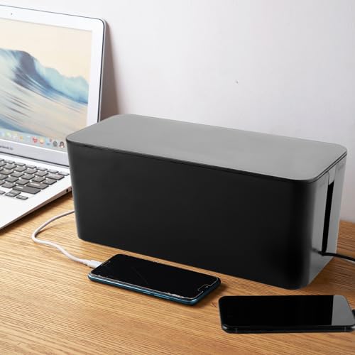 ZOFUN 3 Stück Kabelbox Kabelmanagement Box, 3-Size-Kabel-Hider-Box Kabel-Organizer-Box, Kabelkasten zum Verstauen von Steckdosenleisten Ladeadaptern Kabel Verstecken Schutz Sicherheit (schwarz)