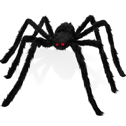 Halloween Decorations Giant Spider, 6.6 Ft Fake Halloween Decor Spiders Large, Furry Spiders for Outdoor Indoor Yard Home Costumes Party House Décor