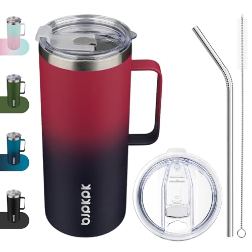 Image of BJPKPK 32oz Insulated Coffee Mug with Handle, Stainless Steel Travel Mug | Keeps Drinks Hot & Cold, Double Wall Vacuum, 2 Lids Included, BPA-Free Coffee Tumbler for Home, Office & Travel