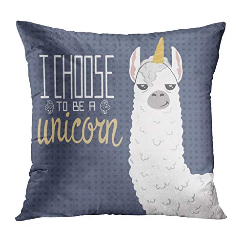 Emvency Throw Pillow Covers Cute Cartoon Lama Alpaca Unicorn Hornpolka Dot Hand Drawn Lettering Decor Pillowcases Polyester 20 X 20 Inch Square Hidden Zipper Home Cushion Decorative Pillowcase