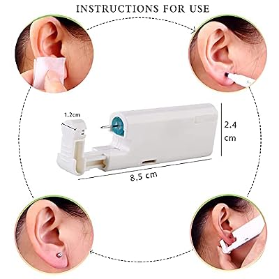2 Boxes 2PCS Ear Nail Gun Disposable Aseptic Household Ear Piercing Gun Portable Ear Piercing Gun Group Ear Piercing Tools (New Generation) (4MM, 5MMSilver)
