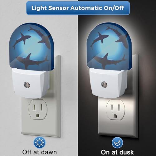 Image of Night Light,Floating Sharks Night Lights Plug Into Wall Bedroom Bathroom Kitchen Hallway Stairs Hallway,Energy Efficient Decor Desk Lamp Gifts