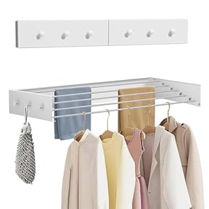 Huatol 6 Rods Wandmontierter Wäscheständer