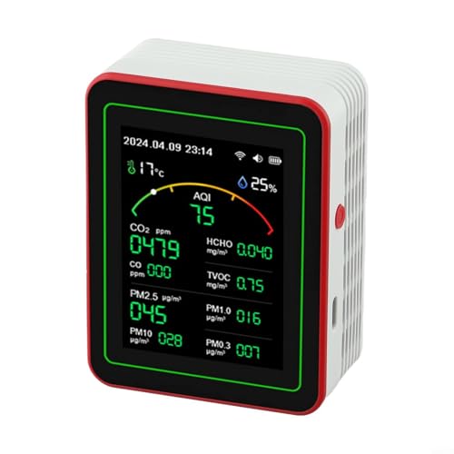 Niceminiwall 15-in-1 Air Quality Monitor Real-Time Tester,With AQI HCHO PM Levels Display For Home Office,Indoor Air Quality Detector,Large Color Screen(White)