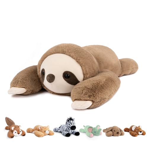 Niuniu Daddy 20' | 3.3 Pound Weighted Sloth Stuffed Animal Plushie for Adults & Kids, Large Weighted Lap Pillow for Comfort, Soft Sensory Stuffy Toy as Gift for Holidays