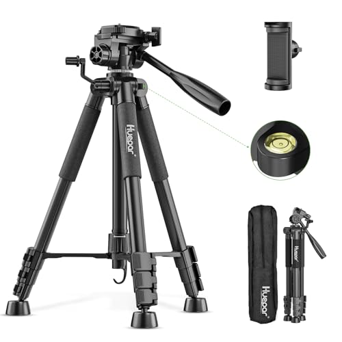 Huepar Tripod 50-inch Extendable Height Tripod Use with Laser Level, Point Lasers, Lazer Distance Measures, 1/4" and 5/8" Thread Mount for for Varieties Tools, Outdoor and Indoor T13A