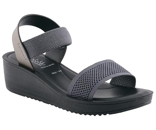 Image of puntoblu Cushion Comfort Platform Heel Sandals for Women | Comfortable Padded Footbed | Breathable Mesh | Slingback Closure | Anti-Skid & Durable Mid Heel Sandal for Girls