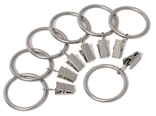 Metal Curtain Clip Rings 2 Inch Interior Diameter Set of 14 (Nickel Satin)