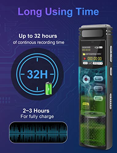 48Gb Digital Voice Recorder:voice Activated Recorder With Playback,1536Kbps Digital Audio Recorder With Build-In Microphones,Noise Reduction And 32Gb Tf Card For Lectures Meetings,Interviews #TOP6