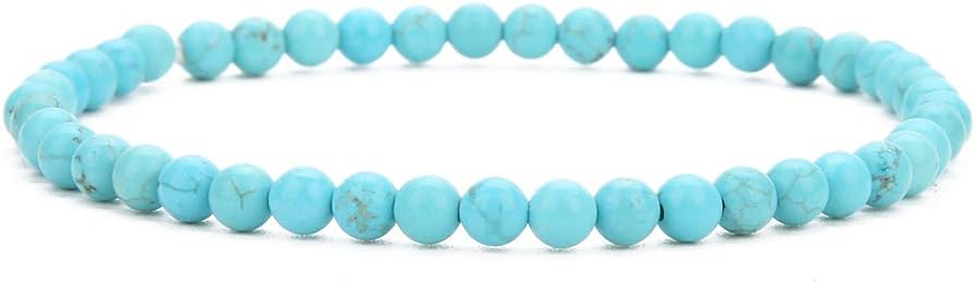 BALIBALI 4MM Mini Gemstone Energy Bracelets Tiny Bracelet Natural Stone Statement Bracelet Charm Beaded Couples Bracelets