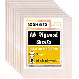 TAMAÑO FANTÁSTICO - cada lámina de contrachapado de abedul tiene un tamaño de 3 mm x 148 mm x 105 mm, aproximadamente el tamaño de una hoja de papel A6. Longitud y anchura están sujetas a una precisión de +/- 2 mm. Perfecto para fresadora CNC, sierra de marquetería, calado. Tienen textura perfecta para tinción, barnizado, pirograbado, artesanía.