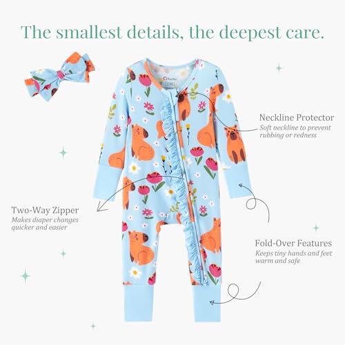 Image of PATPAT Bamboo Viscose Baby Footie with Headband, NB-2T
