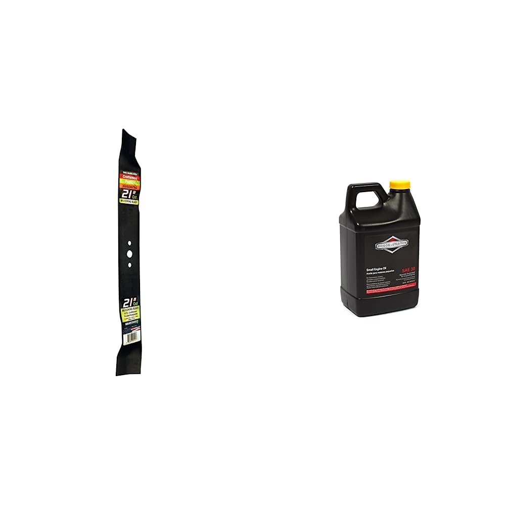 Maxpower331737B Mulching Blade for 21 in. Cut Craftsman, Husqvarna, Poulan Mowers Replaces OEM #'s 165833, 175052, 406712, 532175064,Black & Briggs & Stratton 30W Engine Oil - 48 Oz. 100028