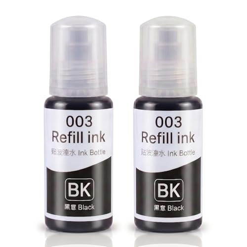 003 Black Refill Ink for Epson L3110, L3150, L3250, L3252 L3115, L3116, L3101, L3210, L3215, L3216, L3151, L3152, L3156, L5190 Printer (Pack of 2)