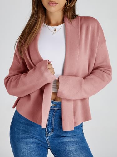 Image of Saodimallsu Womens Cropped Cardigan Open Front Shawl 2026 Fall Trendy Long Sleeve Sweater Jacket