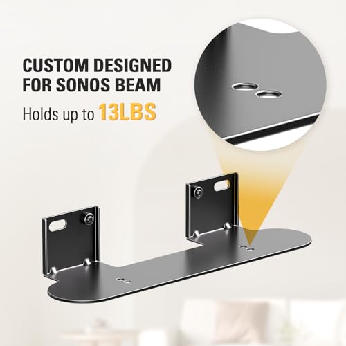 Image of Mounting Dream Soundbar Mount with Easy Access Design for SONOS Beam, SoundBar Bracket with Sliding Block Fits TV up to VESA 600x400mm, Compatible with The Beam Constructed of Duty Aluminum Profile