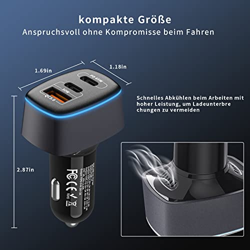 Caricabatteria da auto, adattatore USB C per