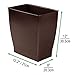 mDesign Plastic Rectangular Small 2 Gallon Trash Can - Wastebasket, Garbage Container Bin for Bathroom, Bedroom, Kitchen, Home Office, and Kids Room, Holds Waste, Recycling - Dark Brown