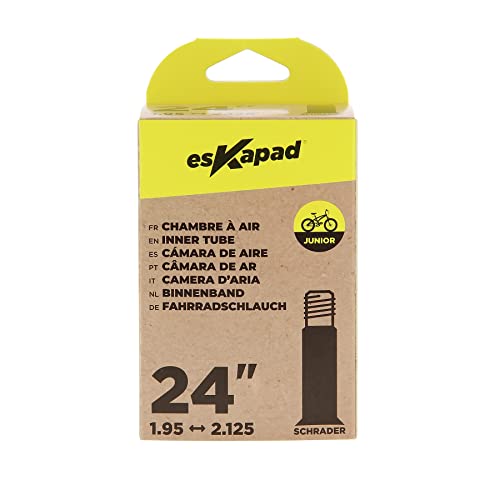 esKapad Inner Tube 24 Inches x 1.95 to 2.125 cm Schrader Valve Junior Unisex Youth Bike, Black, 24 pouces x1,95 à 2,125 - Image 2