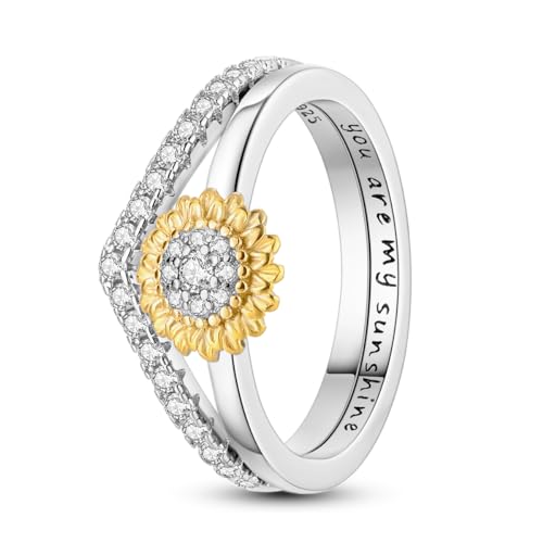 Parmuz 925 Sterling Silver Stackable Rings for Woman Colored CZ Stones Love Crown Bands Ring Engagement Eternity Ring for Her2