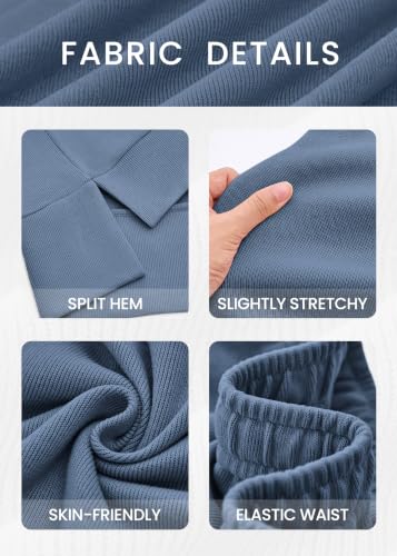 KIRUNDO Sweatsuits 2 Piece Outfit Matching Lounge Sweat Set(Dusty Blue, M) - image 2